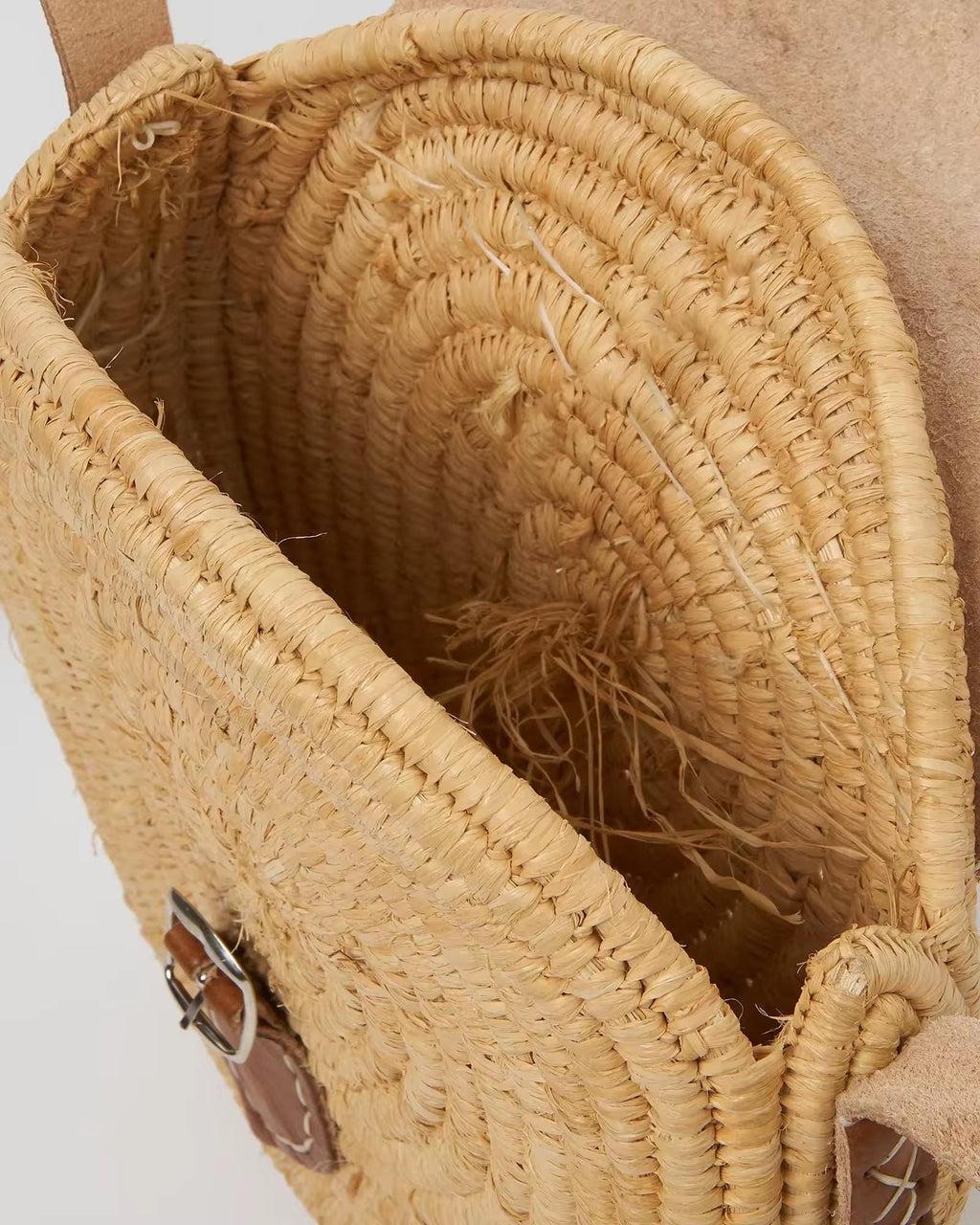 Moroccan Straw Crossbody Bag with Genuine Leather | Handwoven in Morocco | Boho Mediterranean Travel Bag | Be Esther